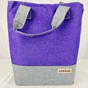 LocknLock Purple and Gray Insulated Tote Bag w/Zipper